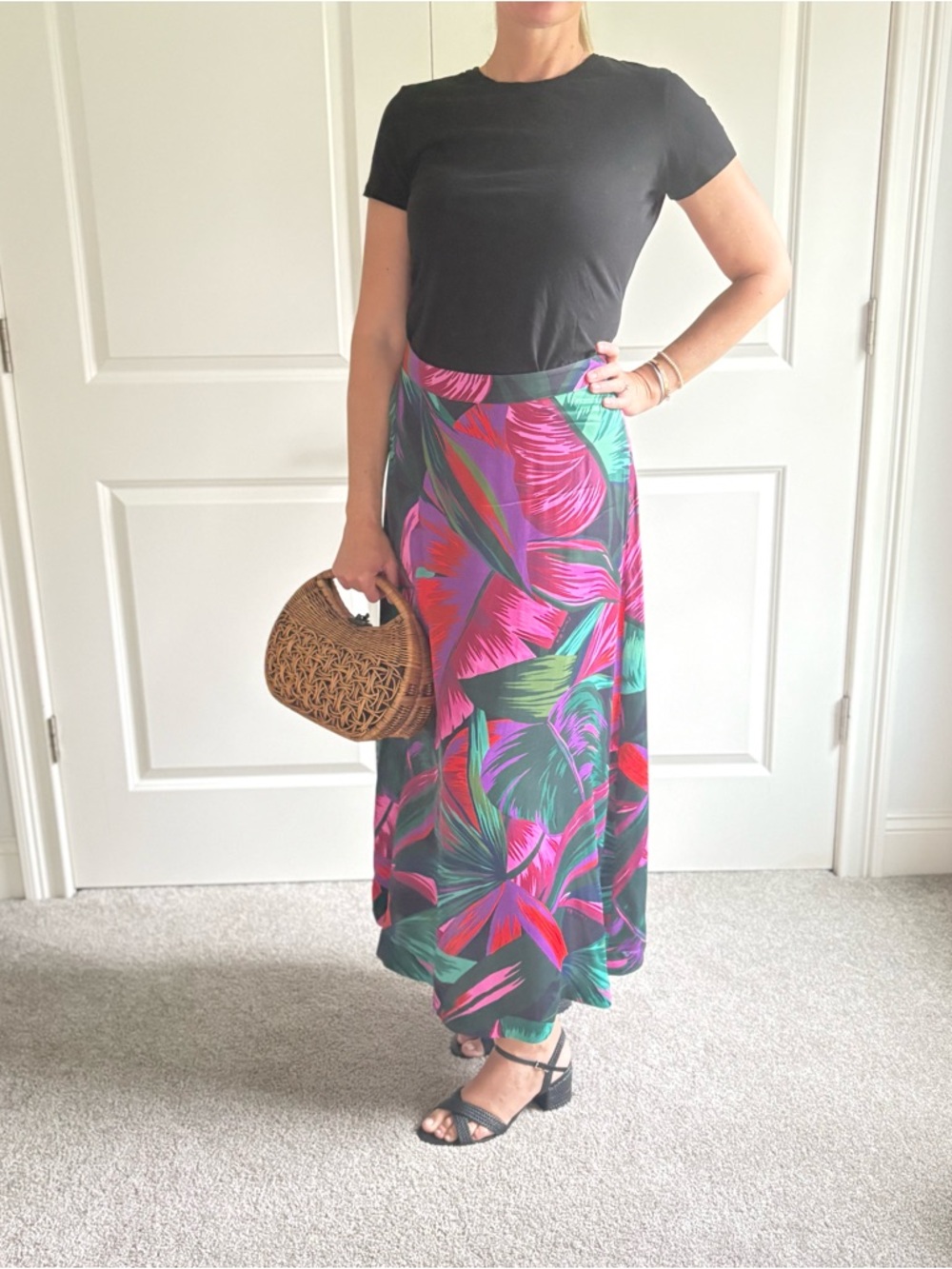 FARM Rio Bold Tropical Maxi Skirt in Pink, Green & Red